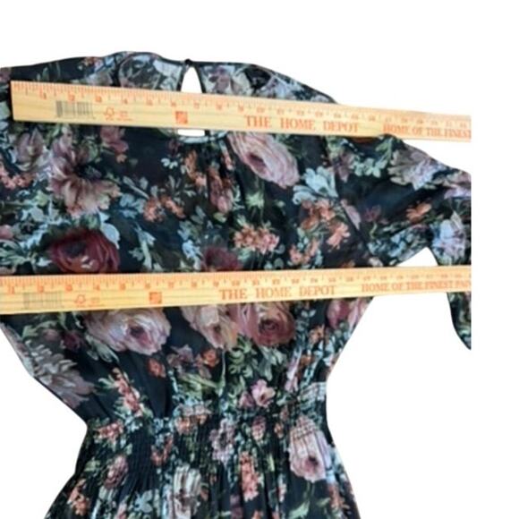 "ZARA WOMAN" Sheer Floral Midi Dress SZ M Whimsigoth Fairy Cottage Core Prairie - Picture 5 of 12